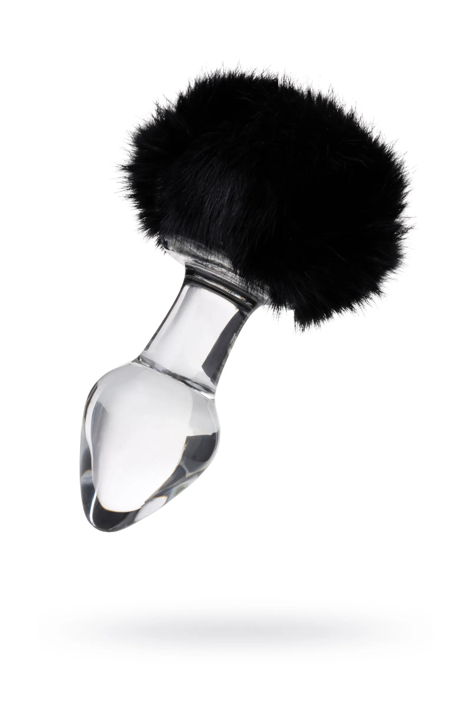 Анальная втулка Sexus Glass, стекло, с черным хвостом , прозрачная, 9,5 см